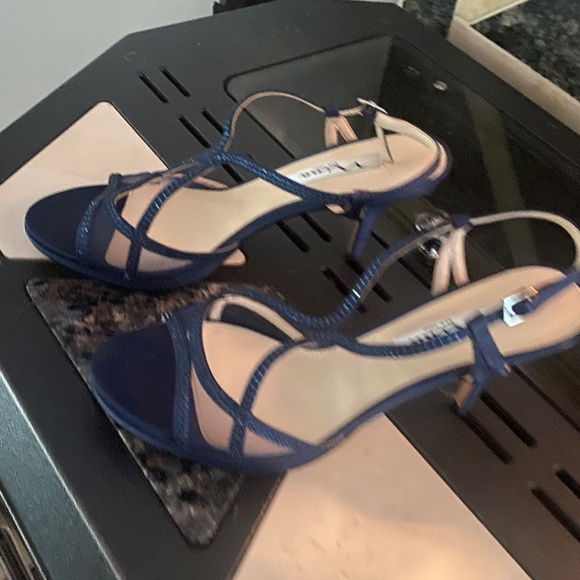 Nina Blossom Open-Toe Evening Sandal Navy Blue/Crystal Accents Size 8.5 - Picture 4 of 5